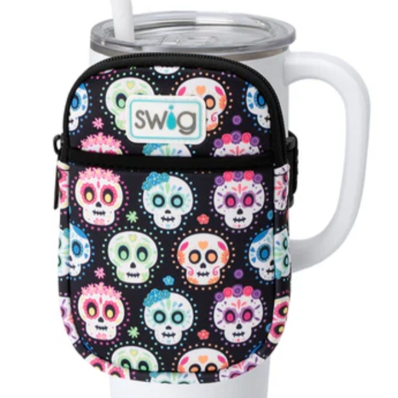 Swig Sugar Skulls 40 oz. Cup & Matching Mega Mug Pouch. GLOWS IN THE DARK. BNIP - Picture 2 of 4